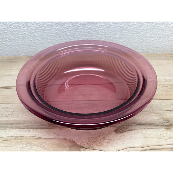 Vtg 1991 Pyrex Vision Cranberry Coning Cookware 1-Qt/L Round Casserole With Lids - Picture 4 of 16